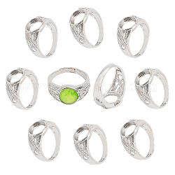 Chgcraft 10 Uds. Ajustes de anillo en blanco de latón ajustable, base de anillo con almohadilla redonda plana de platino, ajustes en blanco para anillos, suministros para fabricación de joyas