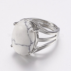 Натуральный хайлит широкий диапазон пальцев кольца, с латунными кольцами, овальные, 18 мм