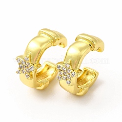Star Rack Plating Brass Micro Pave Cubic Zirconia Cuff Earrings for Women, Long-Lasting Plated, Lead Free & Cadmium Free, Real 18K Gold Plated, 15.5x16.5x6.8mm