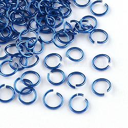 Filo di alluminio anelli aperti di salto, blu royal, 20 gauge, 6x0.8mm, diametro interno: 5mm, circa 2150pcs/50g