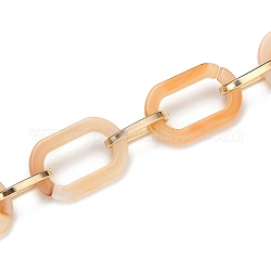 Chaînes de trombones en acrylique faits à la main, avec liaisons de câbles en aluminium, pour la fabrication de bijoux, or clair, bisque, lien: 22.5x15x3mm et 15x8x2mm, 39.37 pouce (1 m)/fil