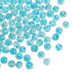 Nbeads leuchtende handgefertigte Glasperlen aus Goldsand, Runde, Deep-Sky-blau, 8x7 mm, Bohrung: 1.6 mm, 80 Stück / Karton