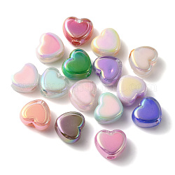 Perles acryliques, Perle en bourrelet, cœur, couleur mixte, 12.5x14.5x8mm, Trou: 3.7mm