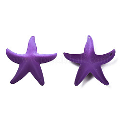 Gros pendentifs en fer peint par pulvérisation, étoiles de mer, violet, 50x46.5x6mm, Trou: 1mm
