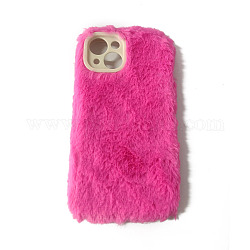Cálida funda de felpa para teléfono móvil para mujeres y niñas, fundas protectoras de plástico para cámara de invierno para iphone13, de color rosa oscuro, 14.67x7.15x0.765 cm