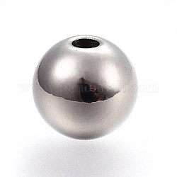 Bouchon perles en 202 acier inoxydable, ronde, couleur inoxydable, 12x11mm, Trou: 3mm