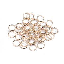 Anneaux de jonction en bronze, anneaux de jonction ouverts, rond, or clair, 6x0.9mm, 19 jauge, diamètre intérieur: 4.2 mm, environ 100 pcs / sachet 