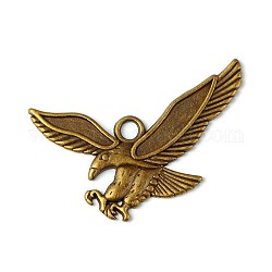 Tibetan Style Alloy Eagle/Hawk Charm Pendants, Cadmium Free & Nickel Free & Lead Free, Antique Bronze, 37x44x2mm, Hole: 3mm
