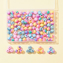 120pcs 6 couleurs perles d'argile polymère faites à la main, ronde, couleur mixte, 8mm, Trou: 2mm, 20 pcs / couleur