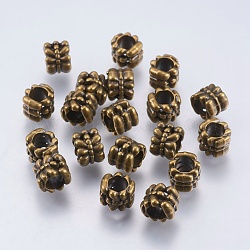 Perles européennes de style tibétain, Perles avec un grand trou   , colonne, sans cadmium et sans plomb, bronze antique, 6.5x7.5mm, Trou: 5mm