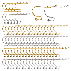 Sunnyclue 160pcs 2 estilo 316 ganchos para pendientes de acero inoxidable quirúrgico, alambres de oreja de gancho de pastor, acero color oro y acero, 21x12mm, pin: 0.6 mm, 80 piezas / style