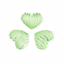 Cabochon in acrilico trasparente, cuore, verde chiaro, 16x19x6mm