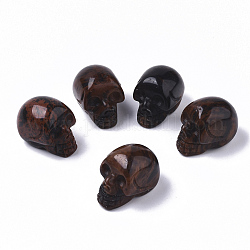 Perle di ossidiana di mogano naturale di Halloween, Senza Buco / undrilled, teschio, 18~20x16.5~18x24~25mm