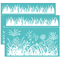 OLYCRAFT 2Pcs 11x8.6 Inch Grass Tussock Self-Adhesive Silk Screen Printing Stencil Blade Grass Silk Screen Stencil Reed Grass Reusable Mesh Stencils Transfer for DIY T-Shirt Fabric Painting
