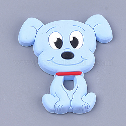 Food Grade Eco-Friendly Silicone Puppy Beads, Chewing Beads For Teethers, DIY Nursing Necklaces Making, Beagle Dog, Light Blue, 90~91x81x12mm