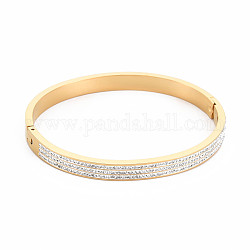 Bracelet triple ligne strass cristal, bracelet jonc articulé en acier inoxydable avec argile polymère pour femme, or, diamètre intérieur: 2x2-1/4 pouce (5x5.8 cm)