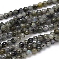 Chapelets de perles rondes en labradorite naturelle, 4mm, Trou: 1mm, Environ 104 pcs/chapelet, 16 pouce