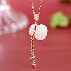 Ожерелье с подвеской Lucky Bag из натурального белого нефрита, 925 ожерелье из стерлингового серебра, розовое золото 