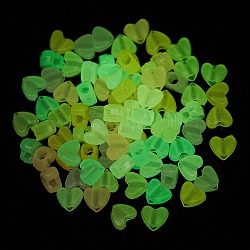 Luminous Transparent Acrylic Beads, Glow in the Dark, Heart, Mixed Color, 8.5x10.5x6mm, Hole: 3.7mm, about 1800pcs/500g