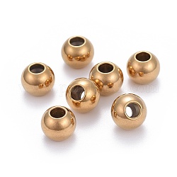 Perles en 201 acier inoxydable, avec caoutchouc à l'intérieur, perles de curseur, perles de bouchage, ronde, or, 10x8mm, Trou: 4mm, trou en caoutchouc: 3 mm
