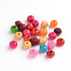 Natural Wood Beads, Lead Free, Round, Dyed, Mixed Color, 7~8x6~7mm, Hole: 3mm, about 9000pcs/1000g