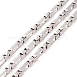 304 Stainless Steel Box Chains, Unwelded, with Spool, Stainless Steel Color, 7x4x2mm, about 32.81 Feet(10m)/Roll