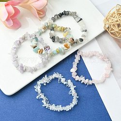 5 шт., 5 стиля, набор эластичных браслетов из натуральных смешанных драгоценных камней с бисером для женщин, внутренний диаметр: 2 дюйм (5 см), 1шт / стиль