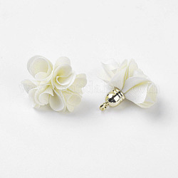 Decorazioni pendenti in stoffa, con i risultati acrilici, fiore, bianco crema, 25~30x28~35mm, Foro: 2 mm