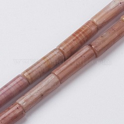 Perline Rhodonite naturale fili, tubo, 13~14x3.5~5mm, Foro: 1 mm, circa 29pcs/filo, 15.1~15.7 pollice (385~400 mm)