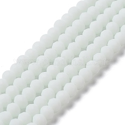 Chapelets de perles en verre, facette, mat, rondelle, blanc, 10mm, Trou: 1mm, Environ 63~65 pcs/chapelet, 19.2~20 pouce (48~50 cm)