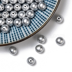 Czech Glass Beads, Round, Silver, 6mm, Hole: 0.8mm, about 35pcs/10g