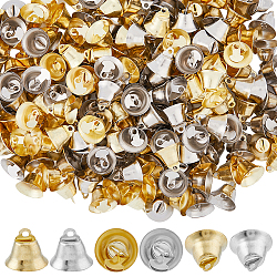 Superfindings 200 pz 2 pendenti a campana in lega di colori, charms campana, risultati creazione di gioielli, platino e oro chiaro, 14.5x16mm, Foro: 2.5 mm, 100 pz / colore