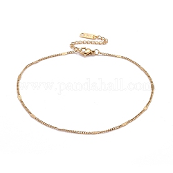 Placage sous vide 304 bracelets de cheville en chaîne figaro en acier inoxydable, avec accessoires en 304 acier inoxydable, or, 9-3/4 pouce (24.7 cm)