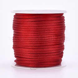 Hilo de nylon, Cordón de satén de cola de rata, rojo, 2mm, alrededor de 25.15 yarda (23 m) / rollo