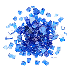 Chips de vidrio de fuego templado reflectante, para chimenea fuego pi, azul, 7~16.5x12.5~25.5x10mm