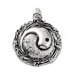 Pendente in lega stile tibetano, incantesimi yin-yang, argento antico, 41x32x5mm, Foro: 6 mm
