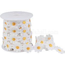 NBEADS 1 Roll 7 Yards Lace Daisy Flower Edging Trim Ribbon, 1 inch Wide Polyester Flower Ribbon Appliques with Plastic Spool Sewing Embroidery Crafts for Wedding Dress Hair Band Clothes Decoration