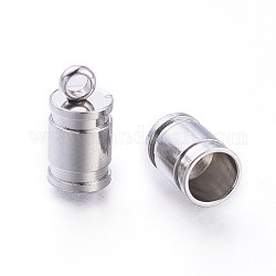 304 Stainless Steel Cord Ends, Stainless Steel Color, 10x5mm, Hole: 2mm, Inner Diameter: 4mm