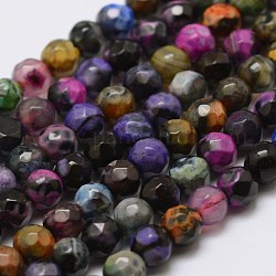 Faceted Natural Fire Crackle Agate Beads Strands, Round, Dyed & Heated, Colorful, 4mm, Hole: 0.8mm, about 90~92pcs/strand, 14 inch(35.6cm)