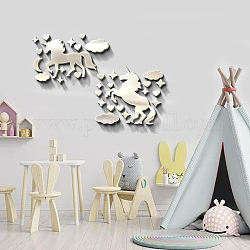 Pegatinas de pared acrílicas personalizadas, para la decoración de la sala de estar del hogar, patrón de caballo, plata, 500x500mm