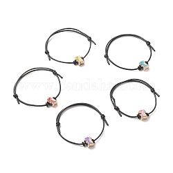 Dinosaur Acrylic Enamel Beads Adjustable Cord Bracelet for Teen Girl Women, Mixed Color, Inner Diameter: 1-7/8~3-3/8 inch(4.8~8.5cm)