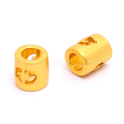 Perlas de letras de aleación, columna, color dorado mate, letter.q, 6.5x6mm, agujero: 3 mm