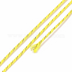 Polycotton Filigree Cord, Braided Rope, with Plastic Reel, for Wall Hanging, Crafts, Gift Wrapping, Yellow, 1mm, about 32.81 Yards(30m)/Roll