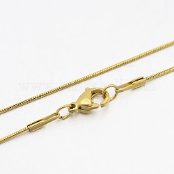 Collar de cadena de espina de pescado para los hombres, 304 de acero inoxidable collares de cadena de serpiente redonda, con cierre de langosta, dorado, 0.8 mm x 18 pulgadas (45.72 cm)