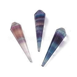 Abalorios naturales fluorita, medio-perforado, facetados, cono, 31x7.5~8mm, agujero: 1 mm