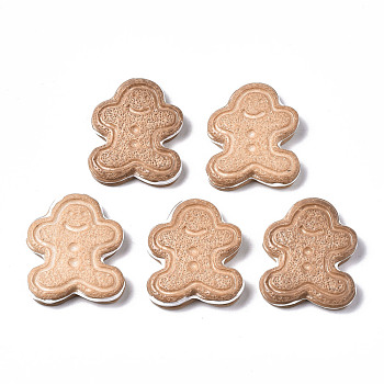 Cabochons de résine peints, le thème de Noël, gingerbread man, burlywood, 26.5~27.5x23x5~6mm