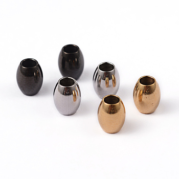 304 Edelstahl-Abstandhalter-Perlen, Fass, Mischfarbe, 6x5 mm, Bohrung: 2.5 mm