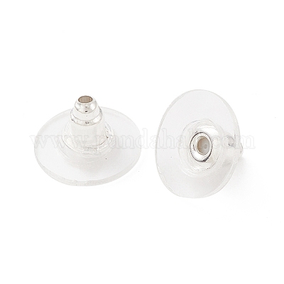 100pcs Clear Rubber Silicone Plastic Earring Backs Bullet Clutch Stopper US