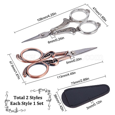 Wholesale SUNNYCLUE 2Pcs 2 Style Stainless Steel Embroidery Scissors 