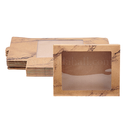 大理石のテクスチャ模様紙ギフトボックス クリアウィンドウ付き 包装箱